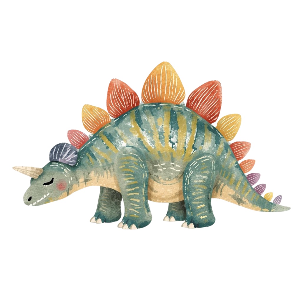 やさしい色鉛筆風 かわいい恐竜クリップアートセット(全10種類)|PNG透過素材