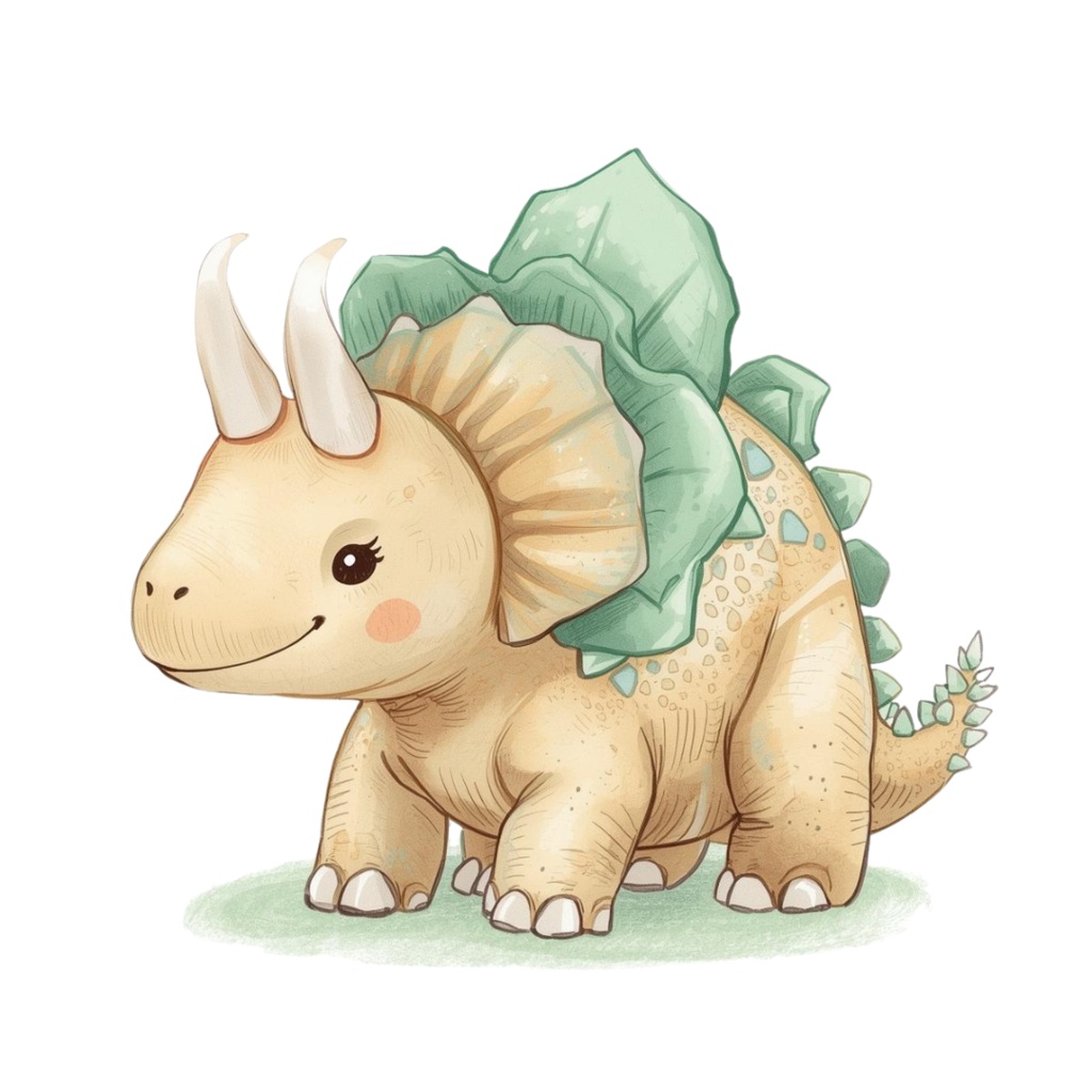 やさしい色鉛筆風 かわいい恐竜クリップアートセット(全10種類)|PNG透過素材