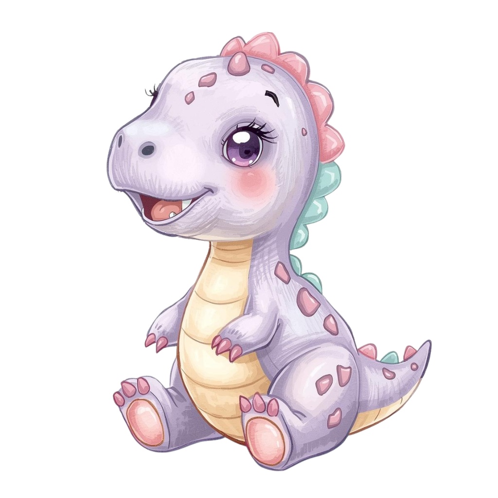 やさしい色鉛筆風 かわいい恐竜ベビーの表情ちがいクリップアートセット(全10種類)|PNG透過素材