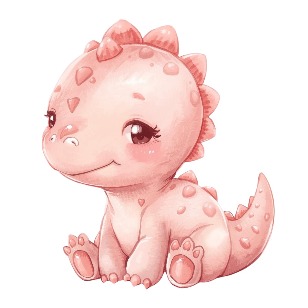 やさしい色鉛筆風 かわいい恐竜ベビーの表情ちがいクリップアートセット(全10種類)|PNG透過素材