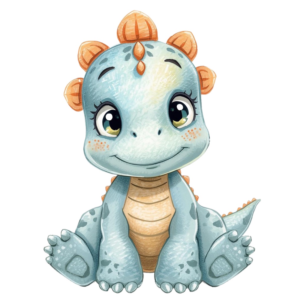 やさしい色鉛筆風 かわいい恐竜ベビーの表情ちがいクリップアートセット(全10種類)|PNG透過素材