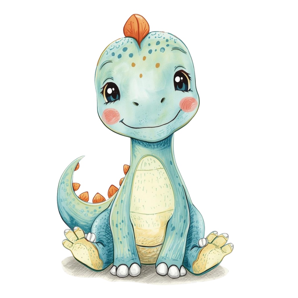 やさしい色鉛筆風 かわいい恐竜ベビーの表情ちがいクリップアートセット(全10種類)|PNG透過素材