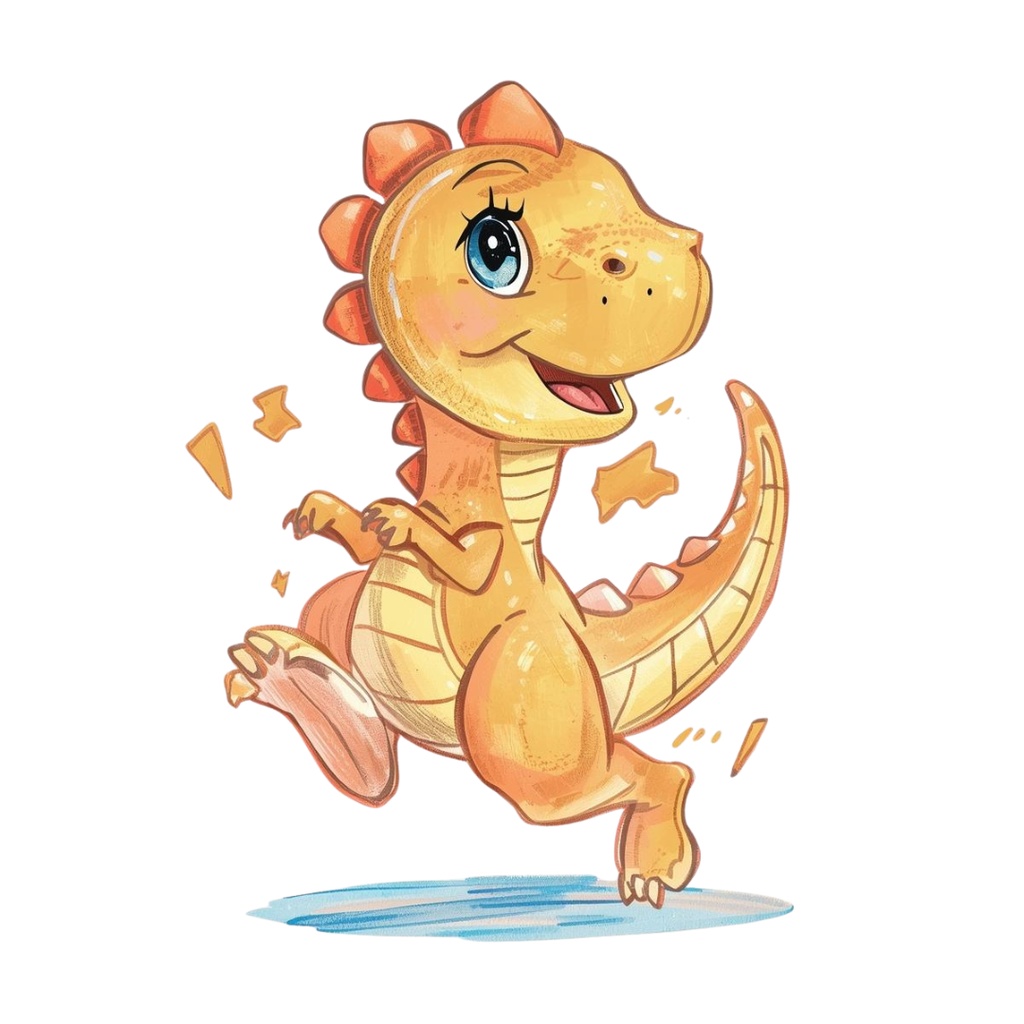 やさしい色鉛筆風 かわいい恐竜ベビーの表情ちがいクリップアートセット(全10種類)|PNG透過素材