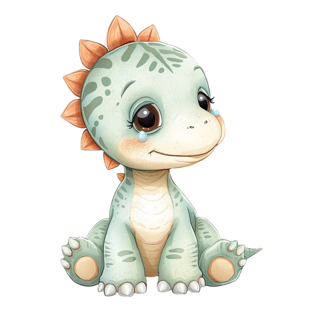 やさしい色鉛筆風 かわいい恐竜ベビーの表情ちがいクリップアートセット(全10種類)|PNG透過素材