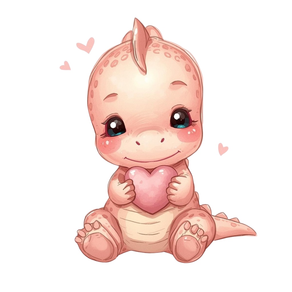 やさしい色鉛筆風 かわいい恐竜ベビーの表情ちがいクリップアートセット(全10種類)|PNG透過素材