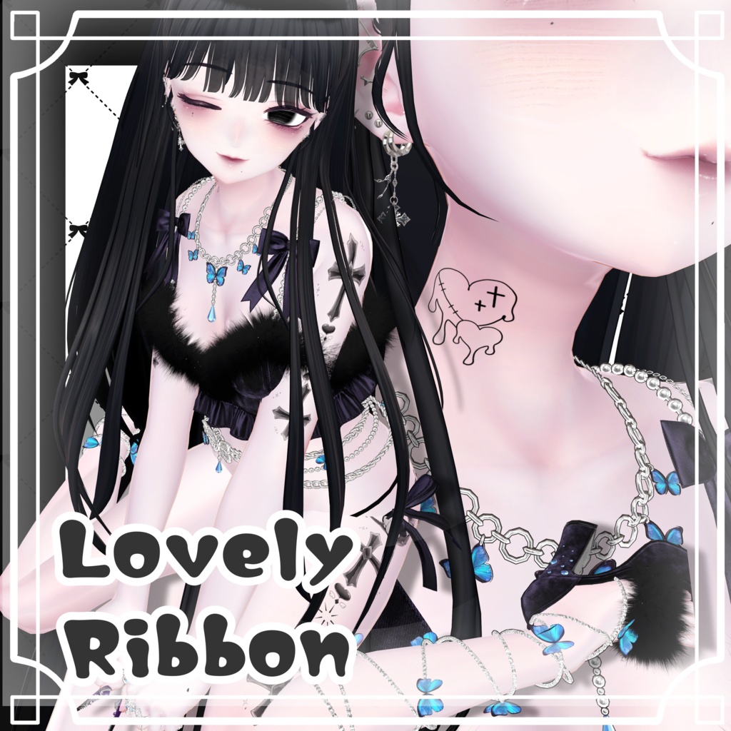 【✨24時間限定free✨】Lovely Ribbon　タトゥーテクスチャ