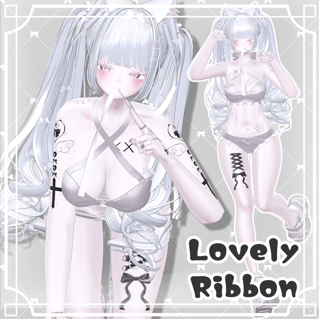 【✨24時間限定free✨】Lovely Ribbon タトゥーテクスチャ