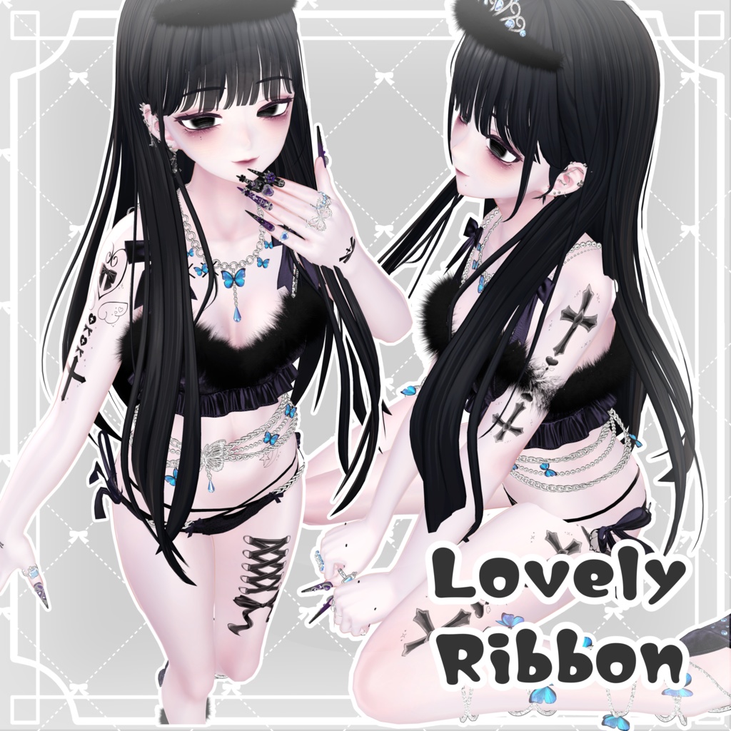【✨24時間限定free✨】Lovely Ribbon タトゥーテクスチャ