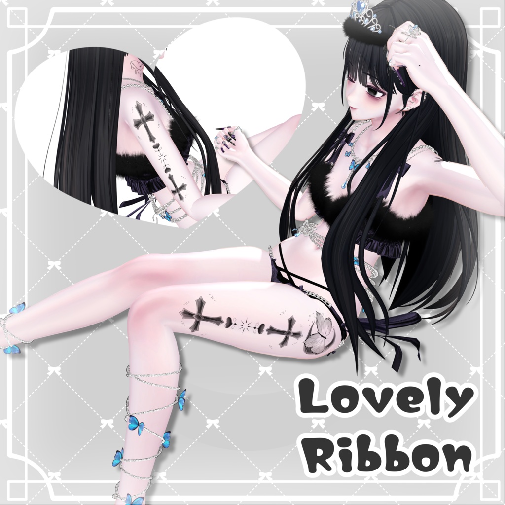 【✨24時間限定free✨】Lovely Ribbon タトゥーテクスチャ