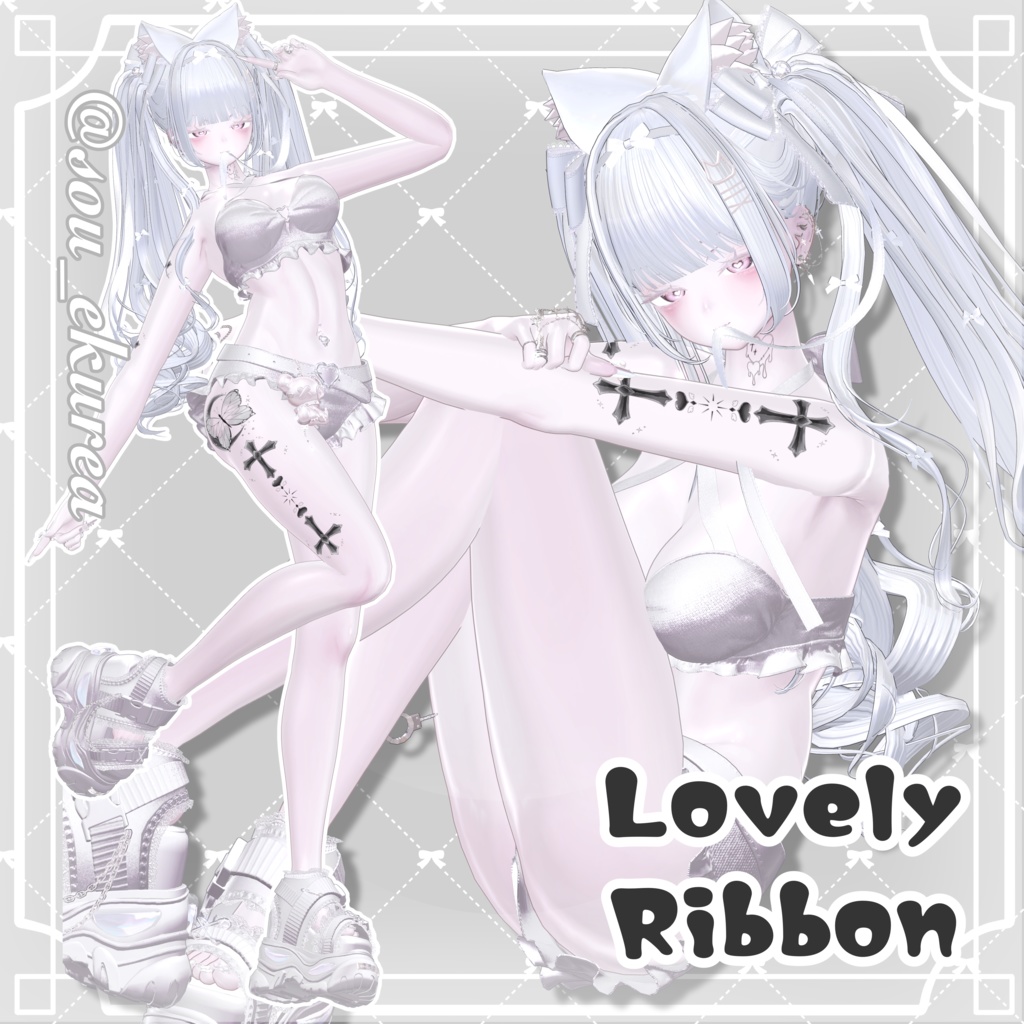 【✨24時間限定free✨】Lovely Ribbon タトゥーテクスチャ