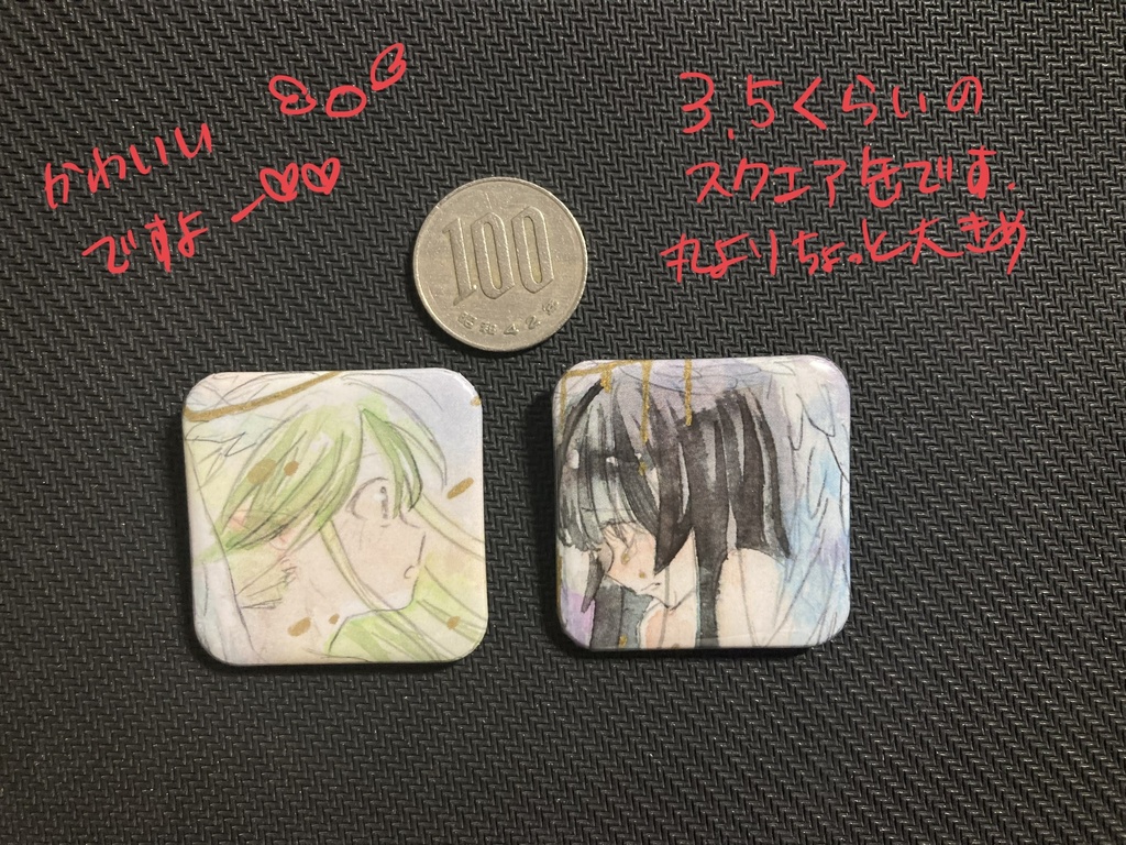 白黒天使ちゃんミニ缶バッジ(丸、スクエア)