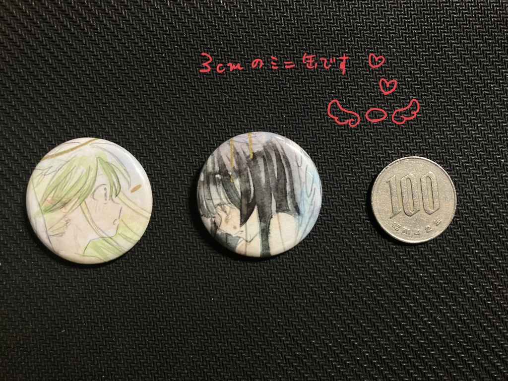 白黒天使ちゃんミニ缶バッジ(丸、スクエア)