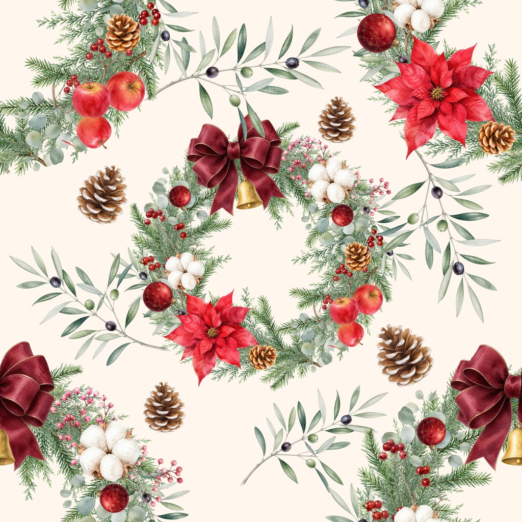 クリスマス デジタルペーパー8柄セット|水彩・シームレスパターン