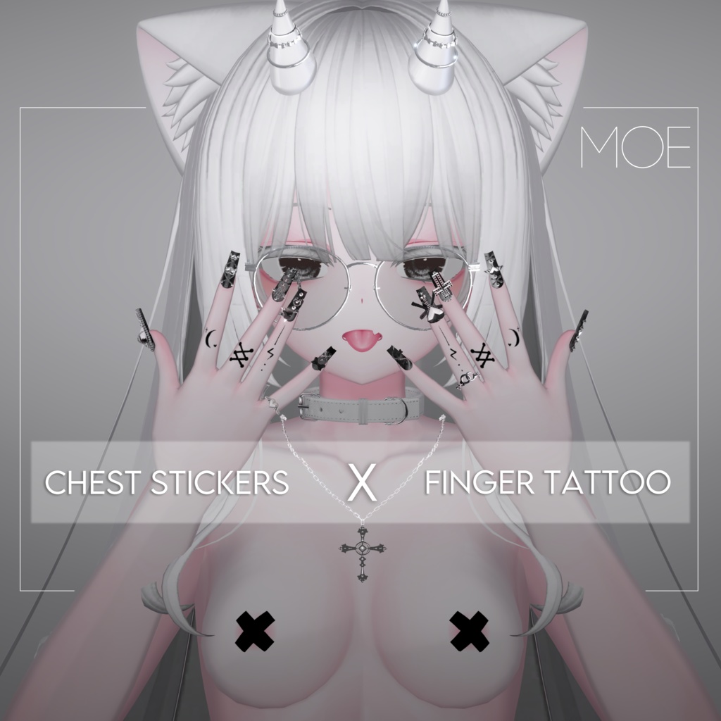 【萌】Chest Stickers and Finger Tattoo Texture