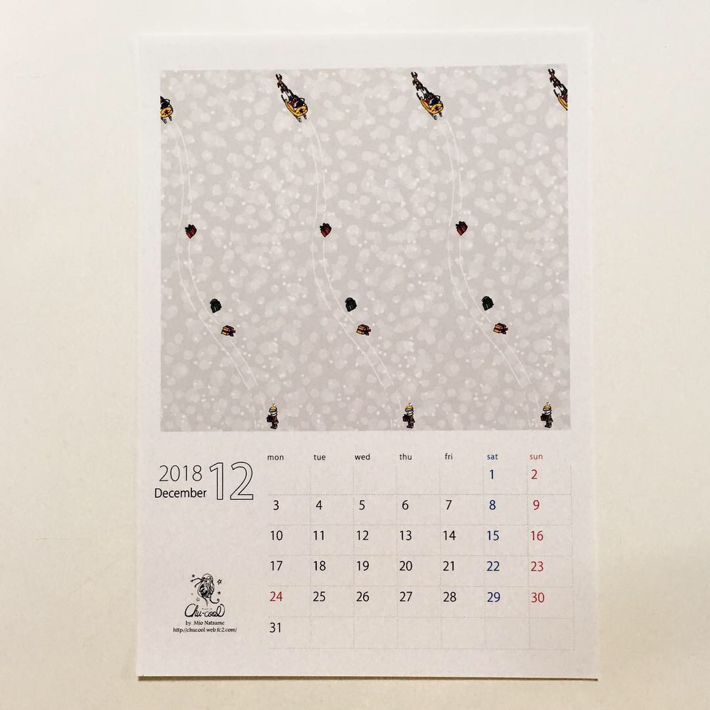 2018年12月分 Chu-coolカレンダー3種セット(おまけのパターンペーパー付き)
