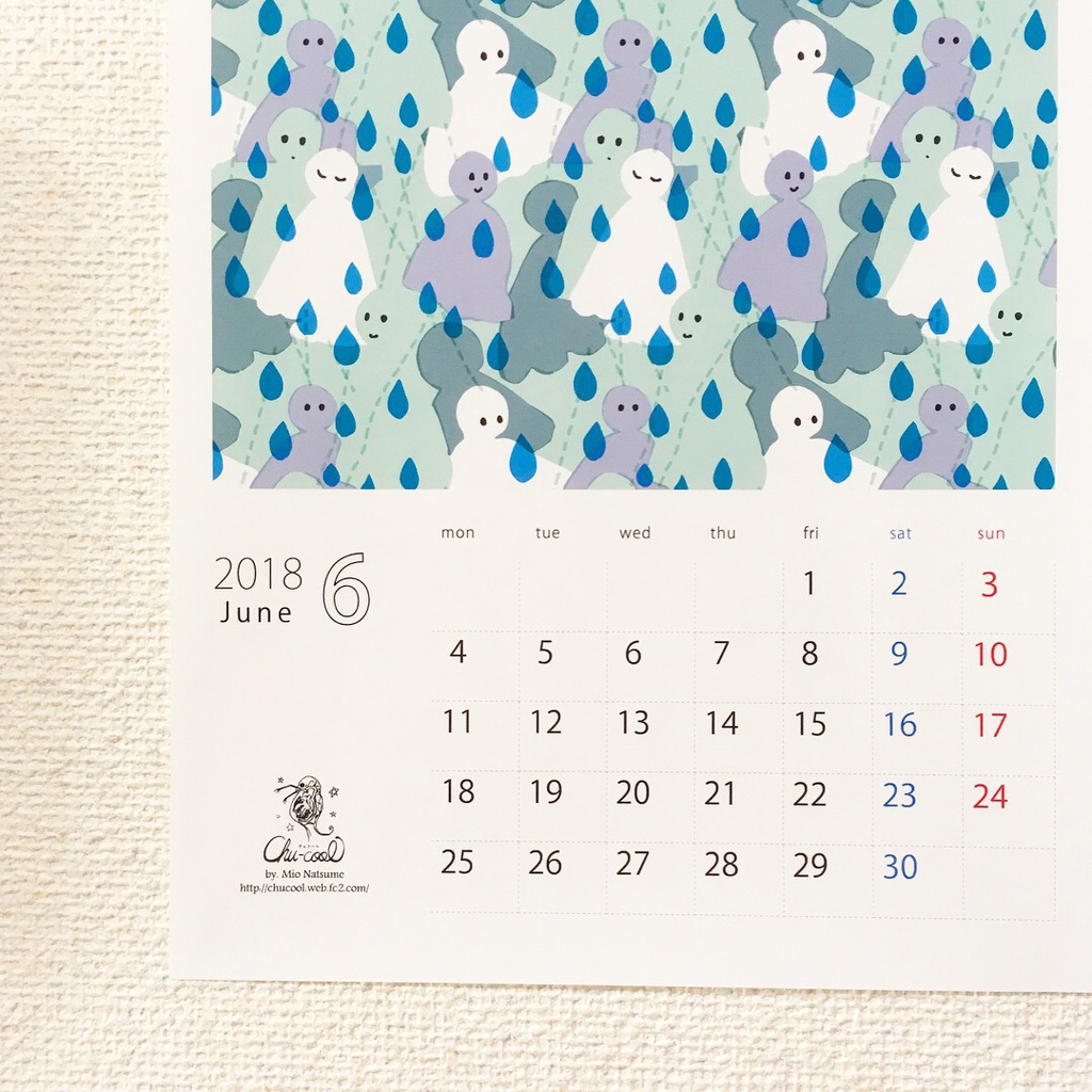 2018年6月分 Chu-coolカレンダー3種セット(おまけのパターンペーパー付き)