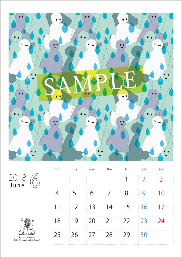 2018年6月分 Chu-coolカレンダー3種セット(おまけのパターンペーパー付き)