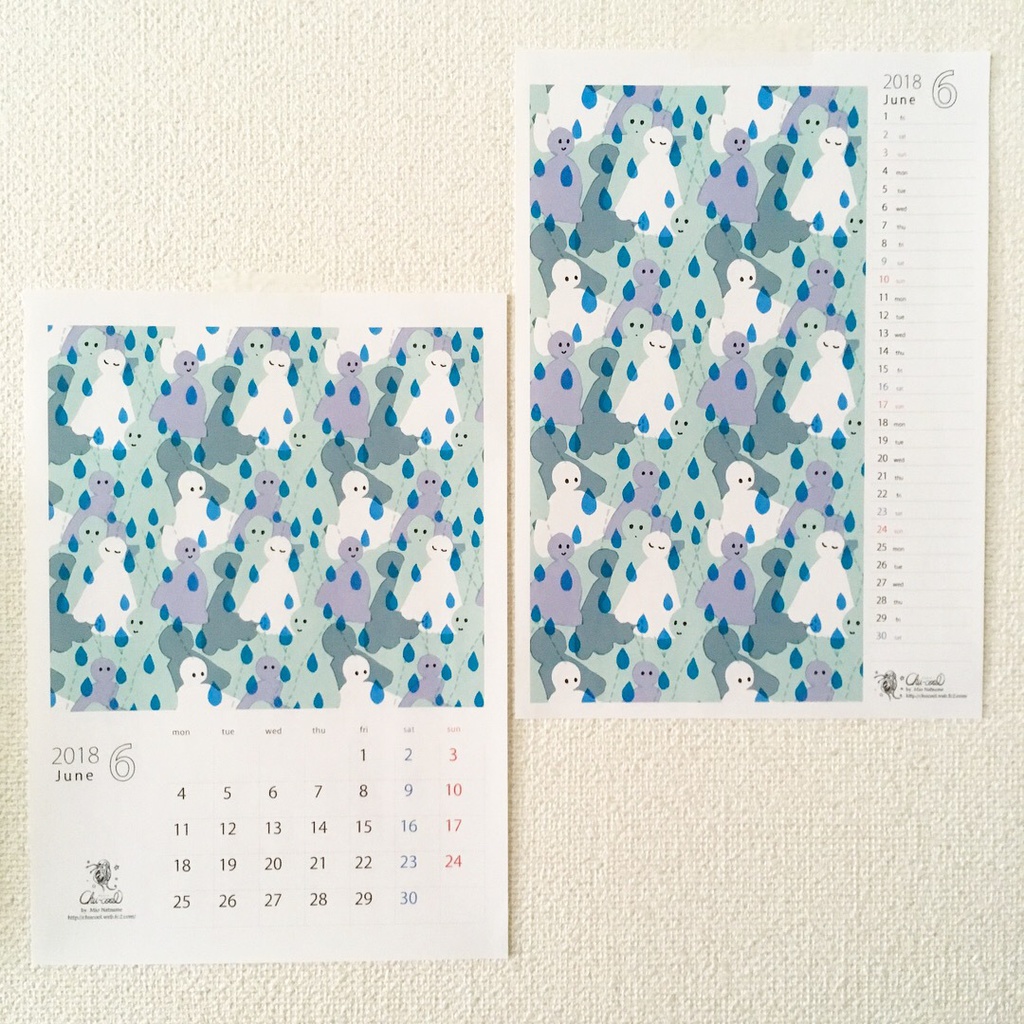 2018年6月分 Chu-coolカレンダー3種セット(おまけのパターンペーパー付き)