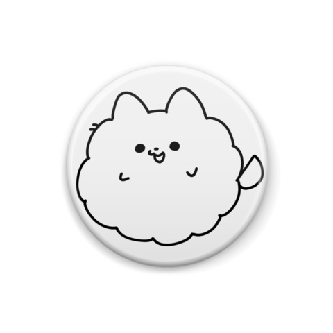 しろぽめ。画伯缶バッチ（無表情）