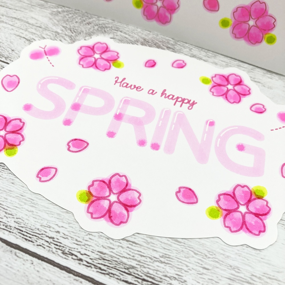 桜のグリーティングカードのドロー&カットデータ