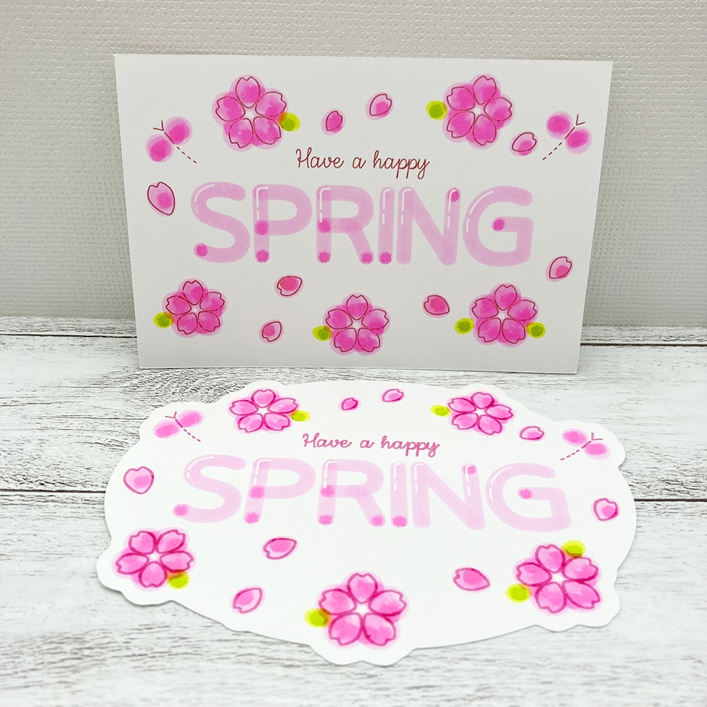 桜のグリーティングカードのドロー&カットデータ