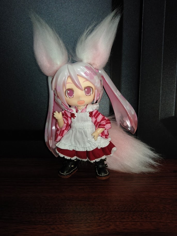 ハンドメイド_ねんどろいどどーる用_ケモミミ・尻尾(ピンク)
