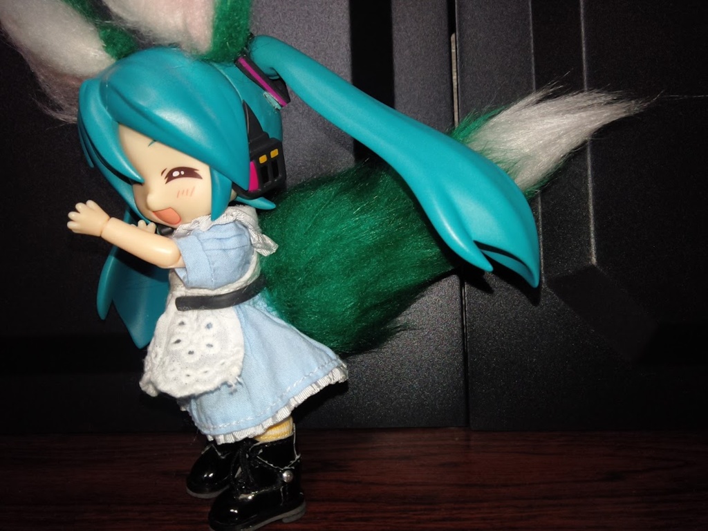 ハンドメイド_ねんどろいどどーる用_ケモミミ・尻尾(緑)