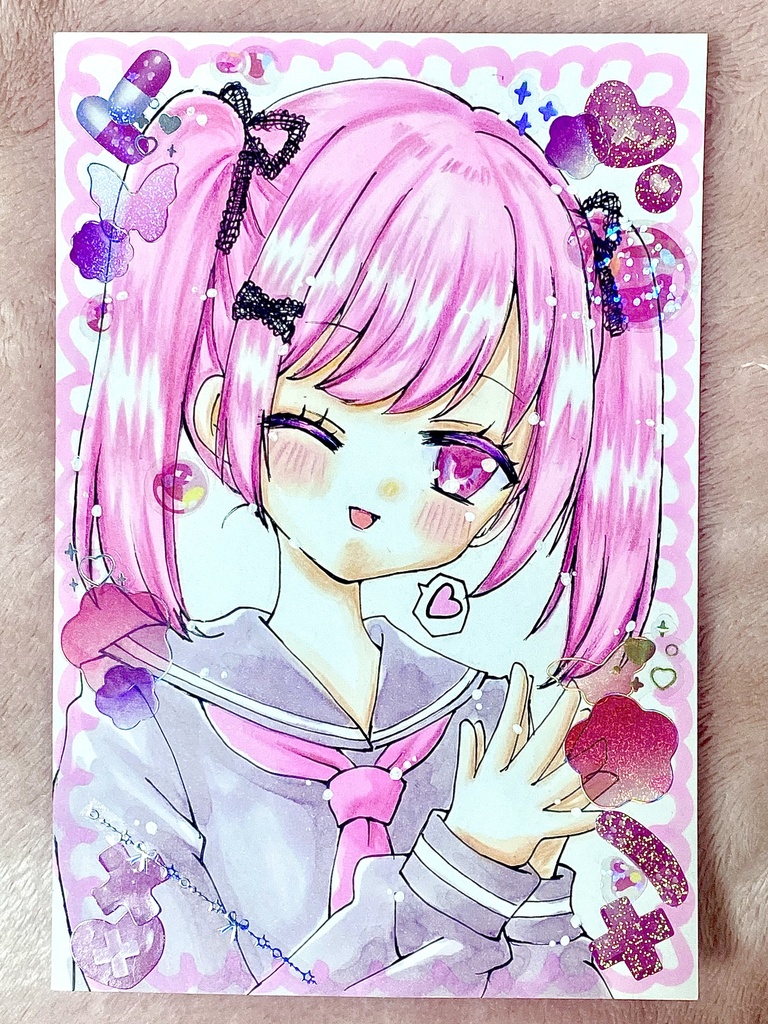 自作イラスト♡ツインテJK