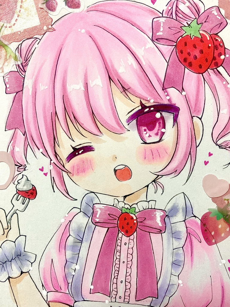 自作イラスト♡イチゴの女の子