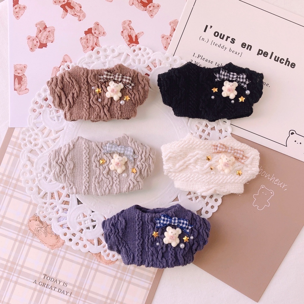 チェックリボンベアセーター