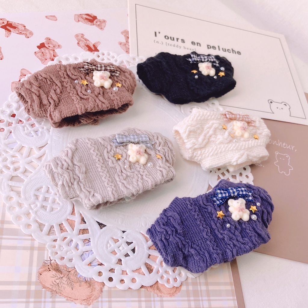 チェックリボンベアセーター