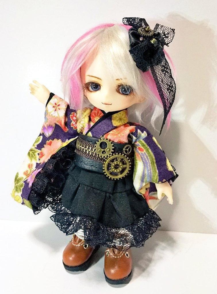 セリアドール10cm 和風スチームパンク ドレスセットB（黒スカート）