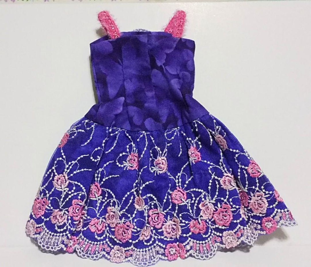 MSD ビーズ刺繍とレースのワンピース&ビーズチョーカー(紫)