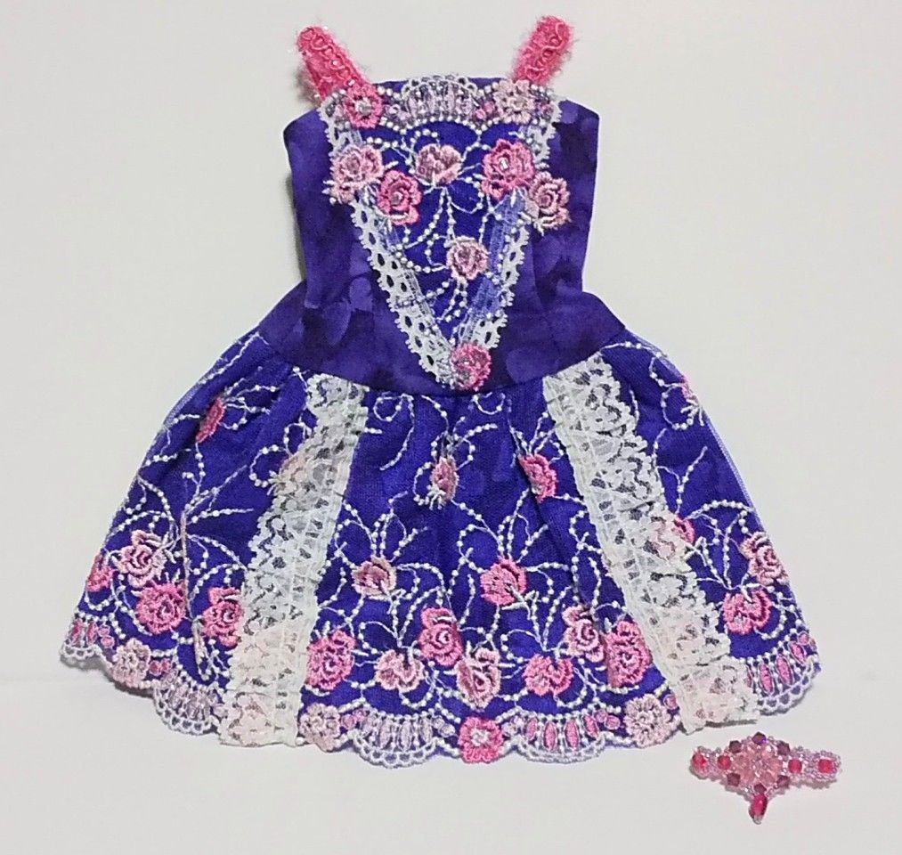 MSD ビーズ刺繍とレースのワンピース&ビーズチョーカー(紫)