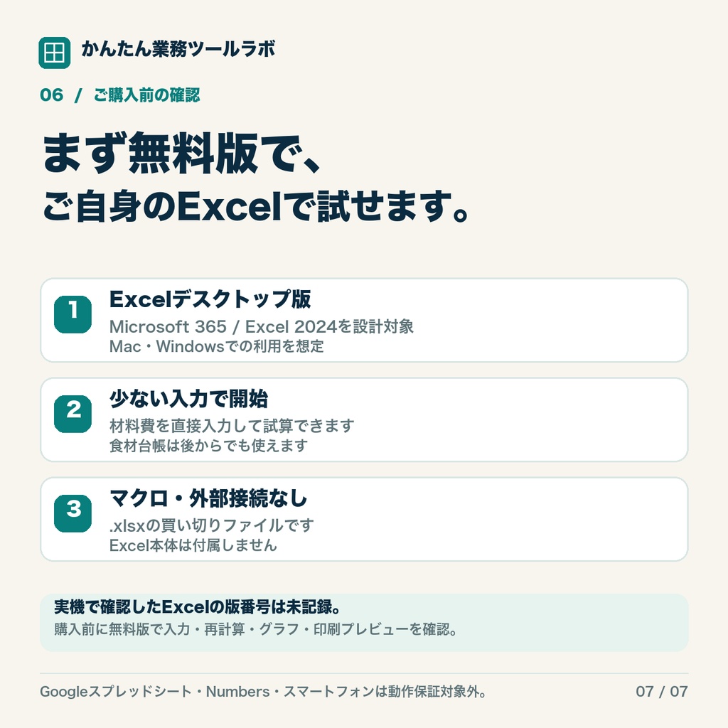 【01-P|製品版】かんたん原価&値上げシミュレーターExcel|飲食店向け
