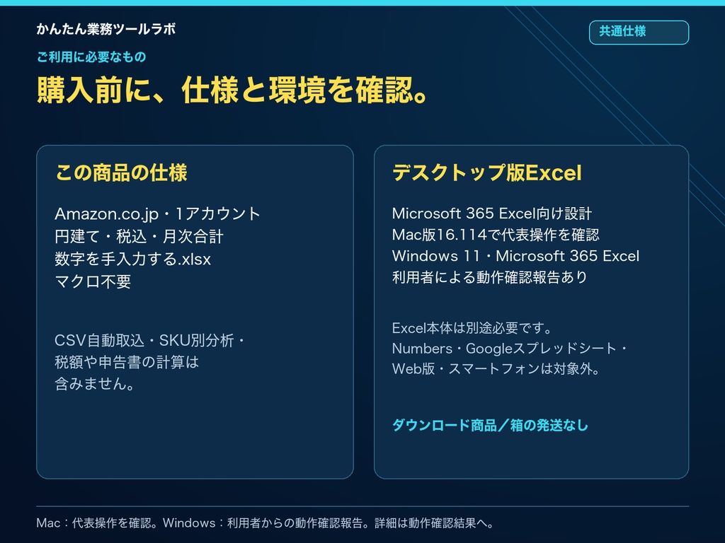 【10-P|製品版】Amazon物販 月次利益管理Excel|12か月・外部経費500件
