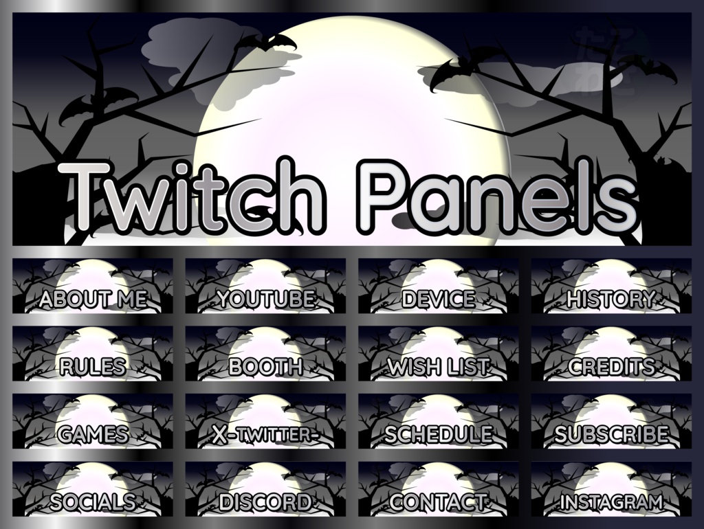 【Twitch用パネル素材】モノクロ背景 Halloween風