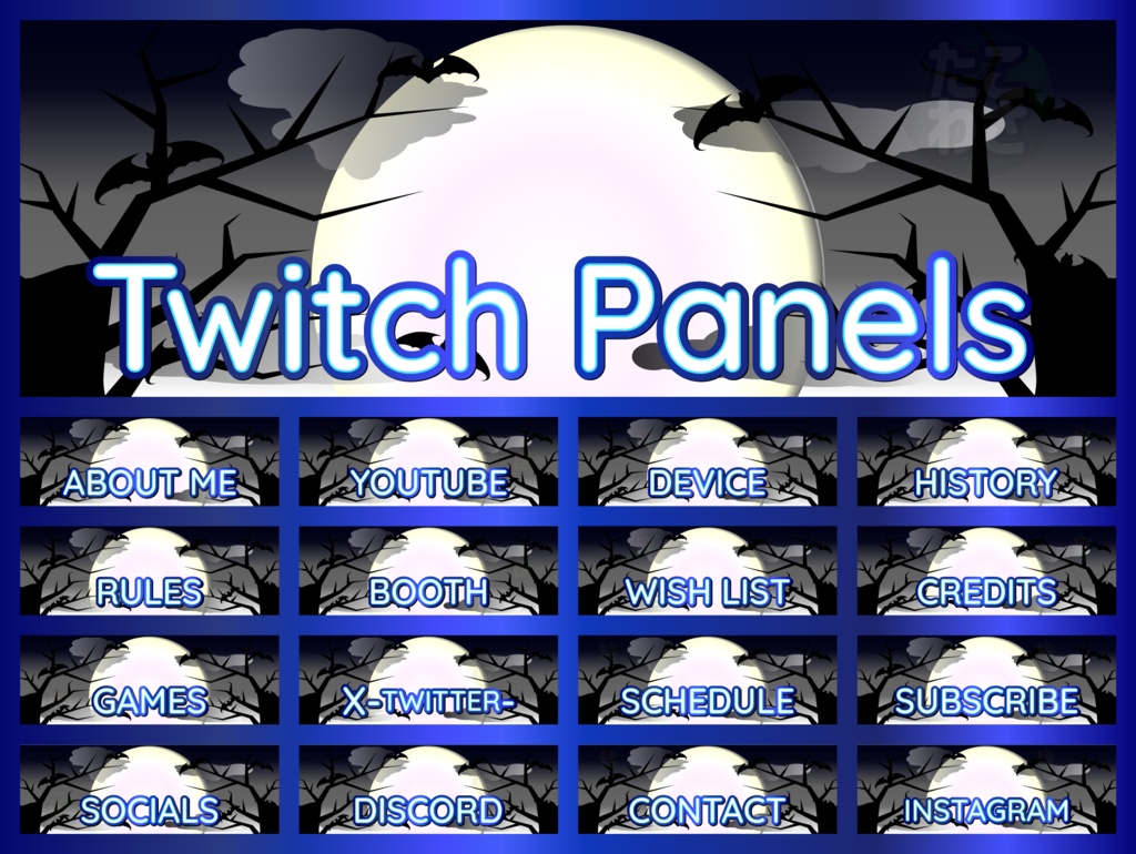【Twitch用パネル素材】モノクロ背景 Halloween風