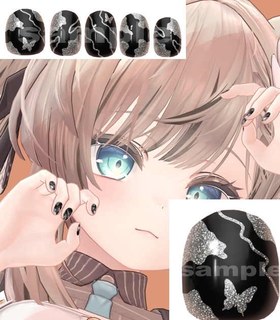 【マヌカ用】black×silverネイル【頑張ろう09】