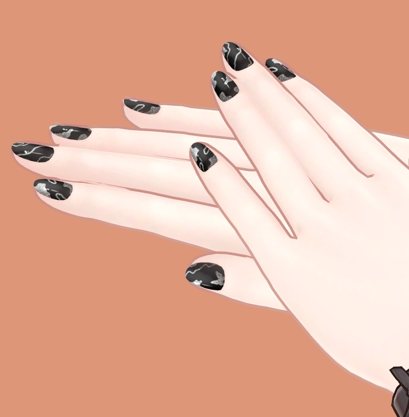 【マヌカ用】black×silverネイル【頑張ろう09】