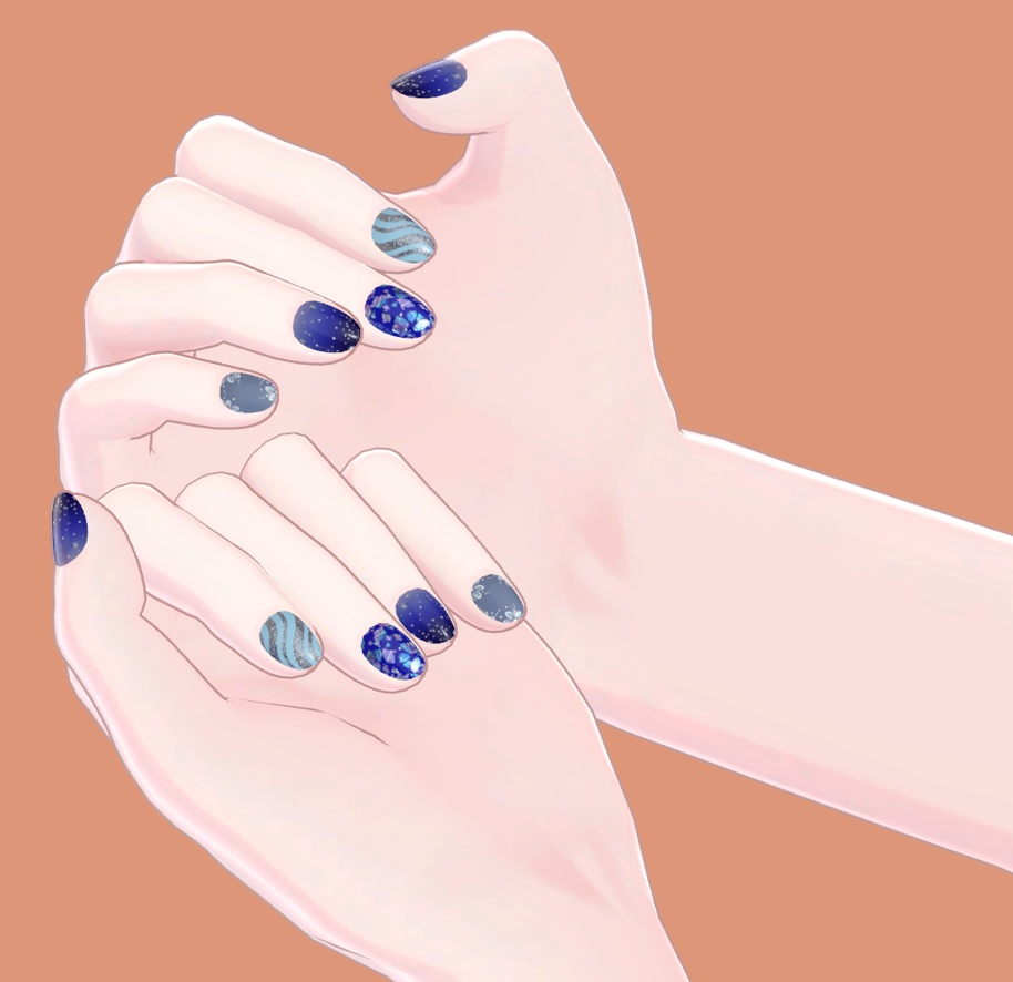 【Ramune用】ギランギラン青nail【頑張ろう15】