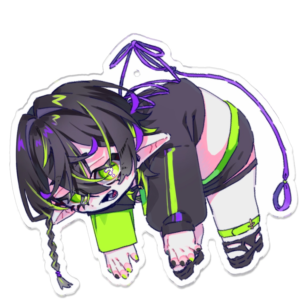 宙吊り　黒黄緑
