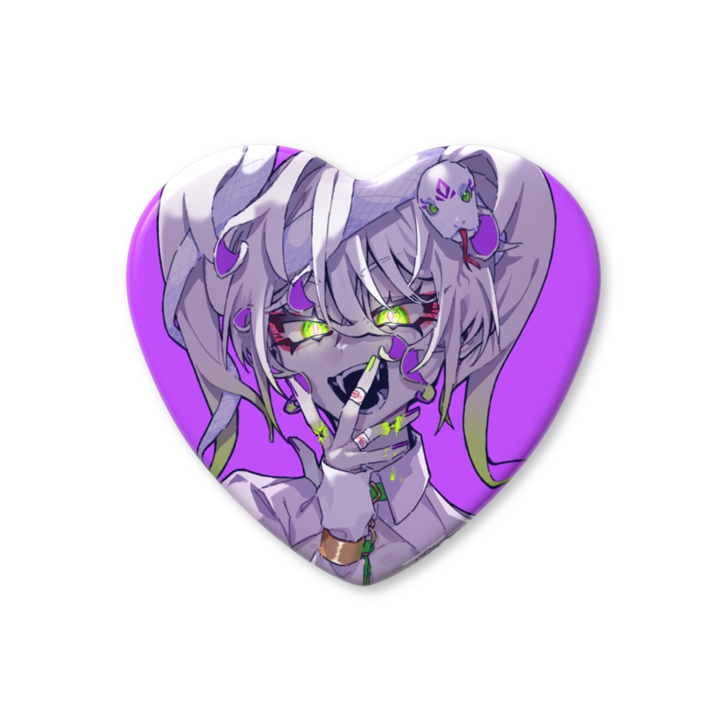 ハート形 缶バッジ 巳年