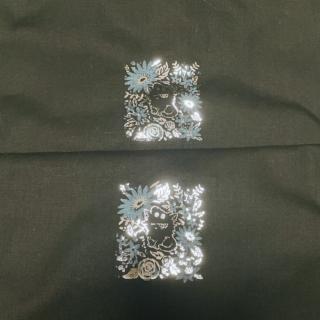 3たろ黒猫箔押しショルダートートバック