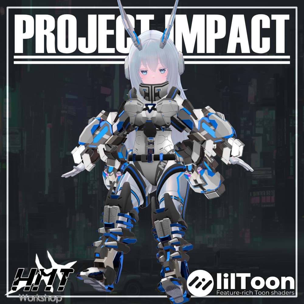 【6アバター対応】VRC想定アーマー「Project Impact インパクト」【おまけ武器付き】