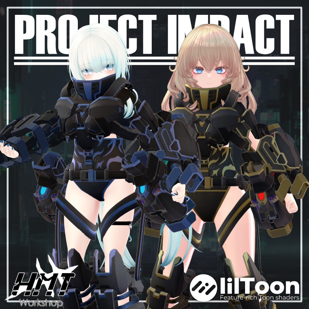 【6アバター対応】VRC想定アーマー「Project Impact インパクト」【おまけ武器付き】