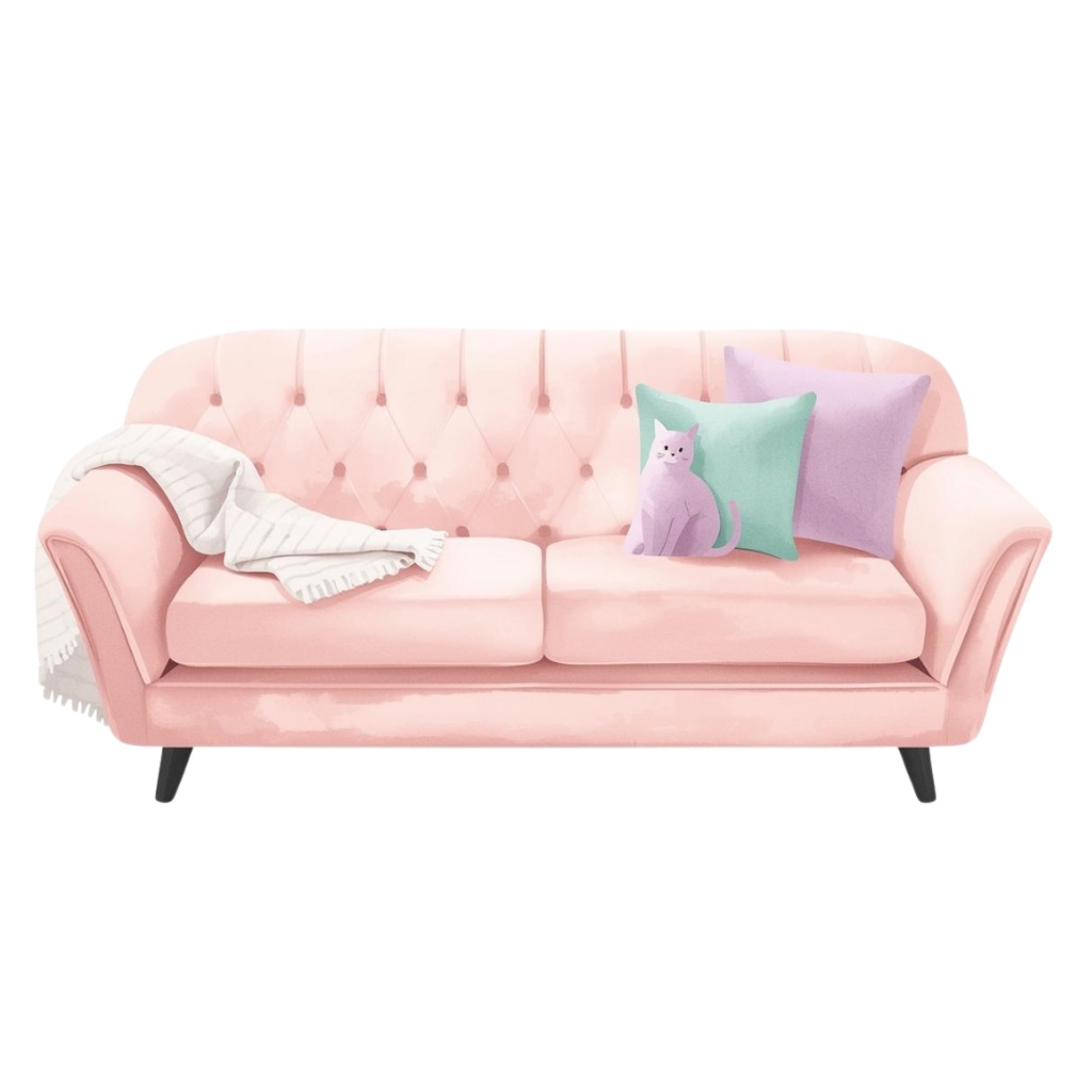 ピンク&グリーン基調 | 韓国インテリア雑貨クリップアート10点セット(PNG背景透過)