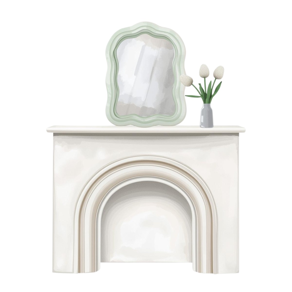 ピンク&グリーン基調 | 韓国インテリア雑貨クリップアート10点セット(PNG背景透過)