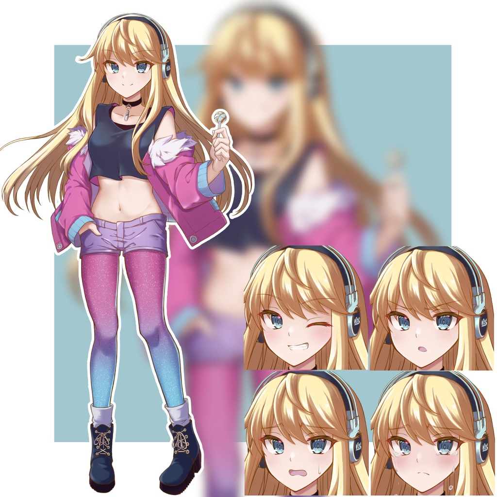 【フリー素材】ポップ風な子の立ち絵【表情差分31種】