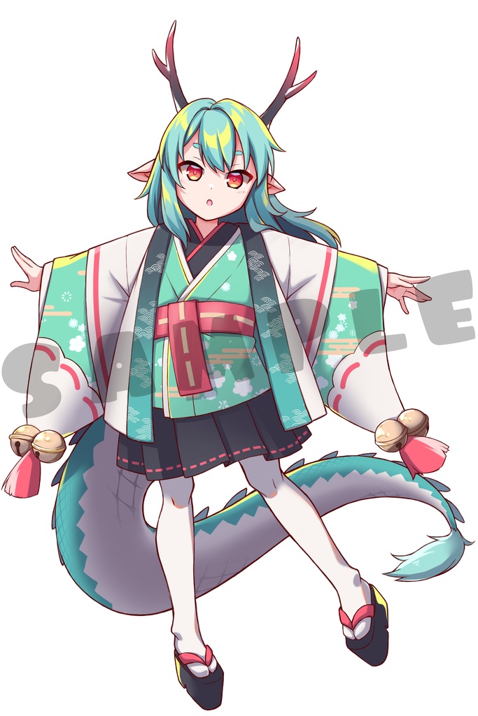 【無償版あり】和装龍の子の立ち絵【表情差分9種orPSD】